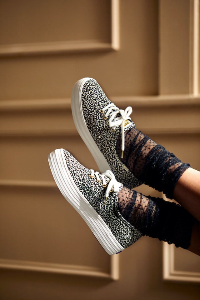 Caderno Feminino Keds Triple Cvo Algodão Orgânico Creme-preto