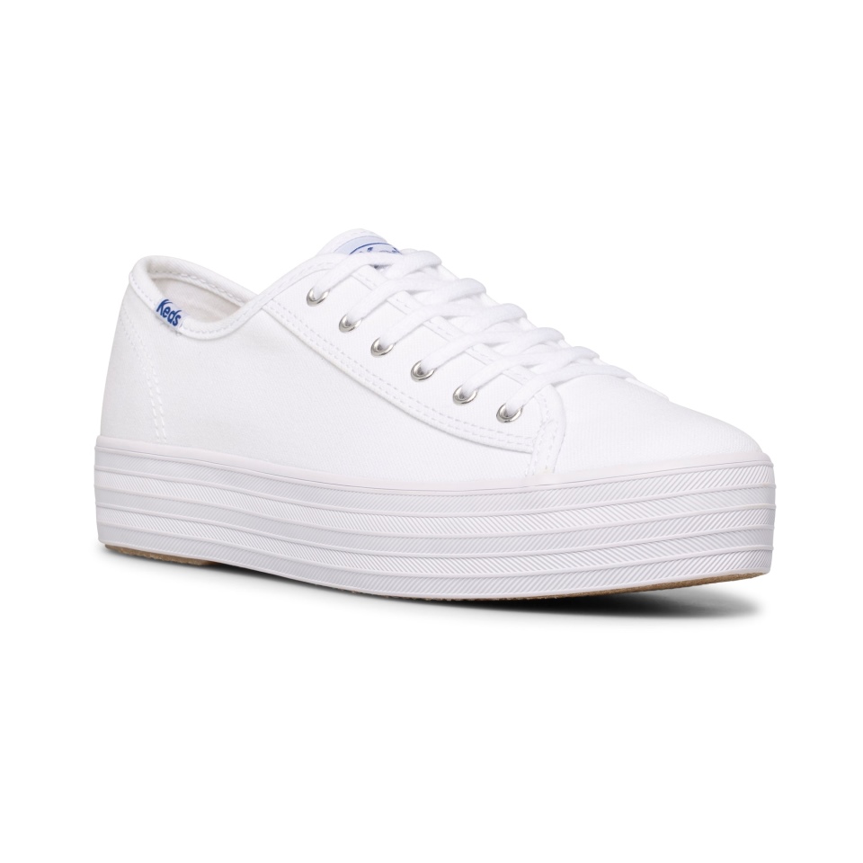 Façanha De Chute Triplo Feminino Keds Algodão Orgânico Branco