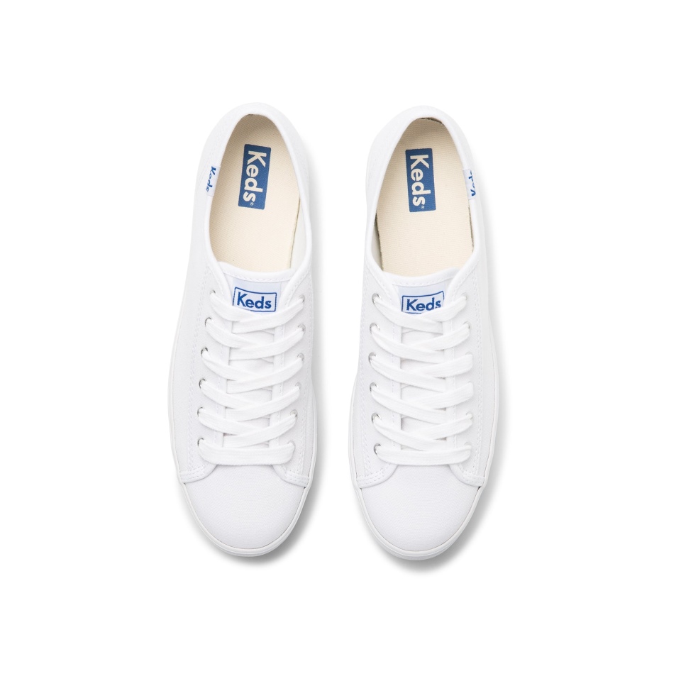 Façanha De Chute Triplo Feminino Keds Algodão Orgânico Branco