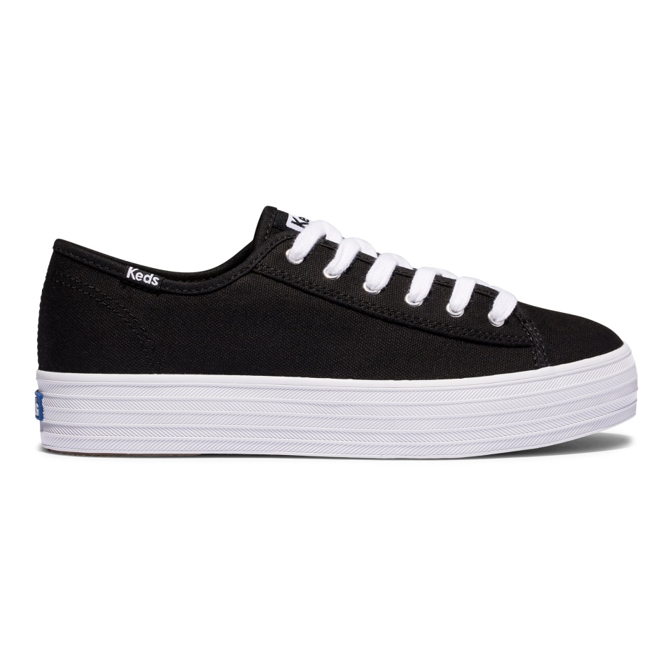Façanha De Chute Triplo Feminino Keds Algodão Orgânico Preto