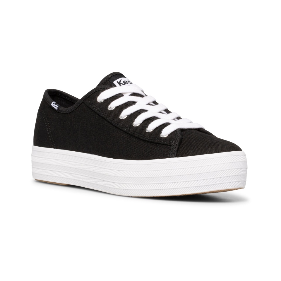 Façanha De Chute Triplo Feminino Keds Algodão Orgânico Preto