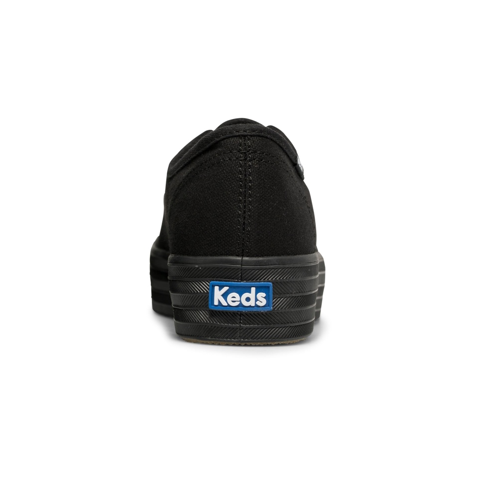 Façanha De Chute Triplo Feminino Keds Algodão Orgânico Preto Preto