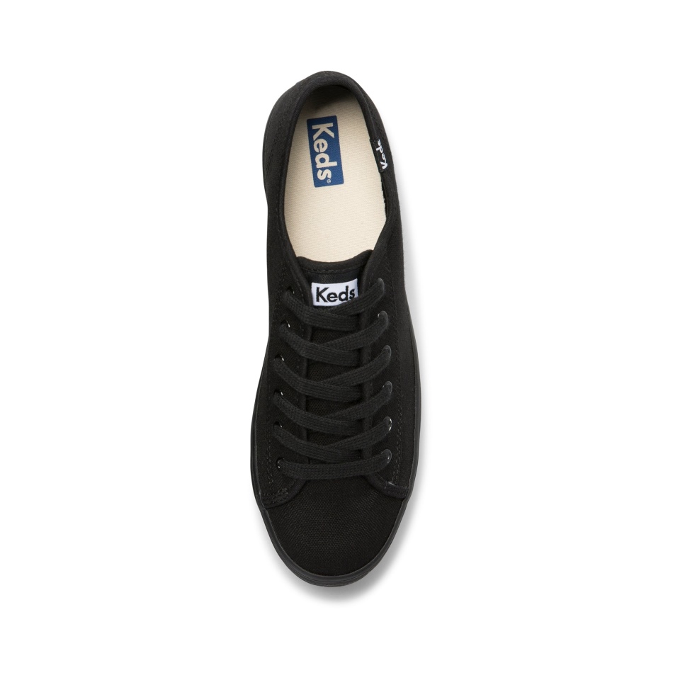 Façanha De Chute Triplo Feminino Keds Algodão Orgânico Preto Preto