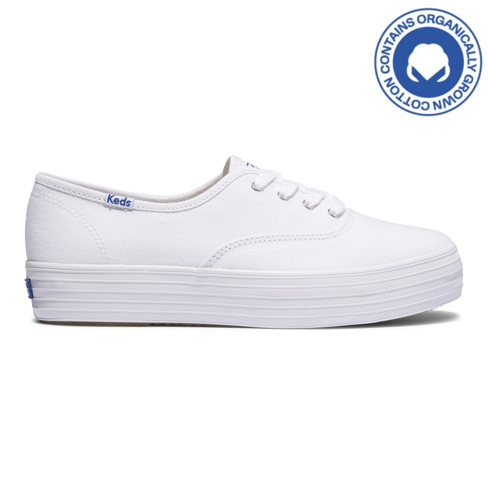 Feito Triplo Feminino Keds Algodão Orgânico Branco