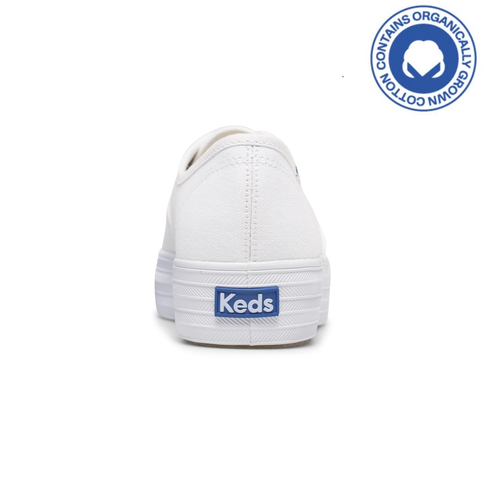 Feito Triplo Feminino Keds Algodão Orgânico Branco