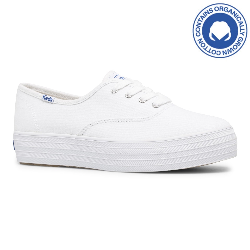 Feito Triplo Feminino Keds Algodão Orgânico Branco