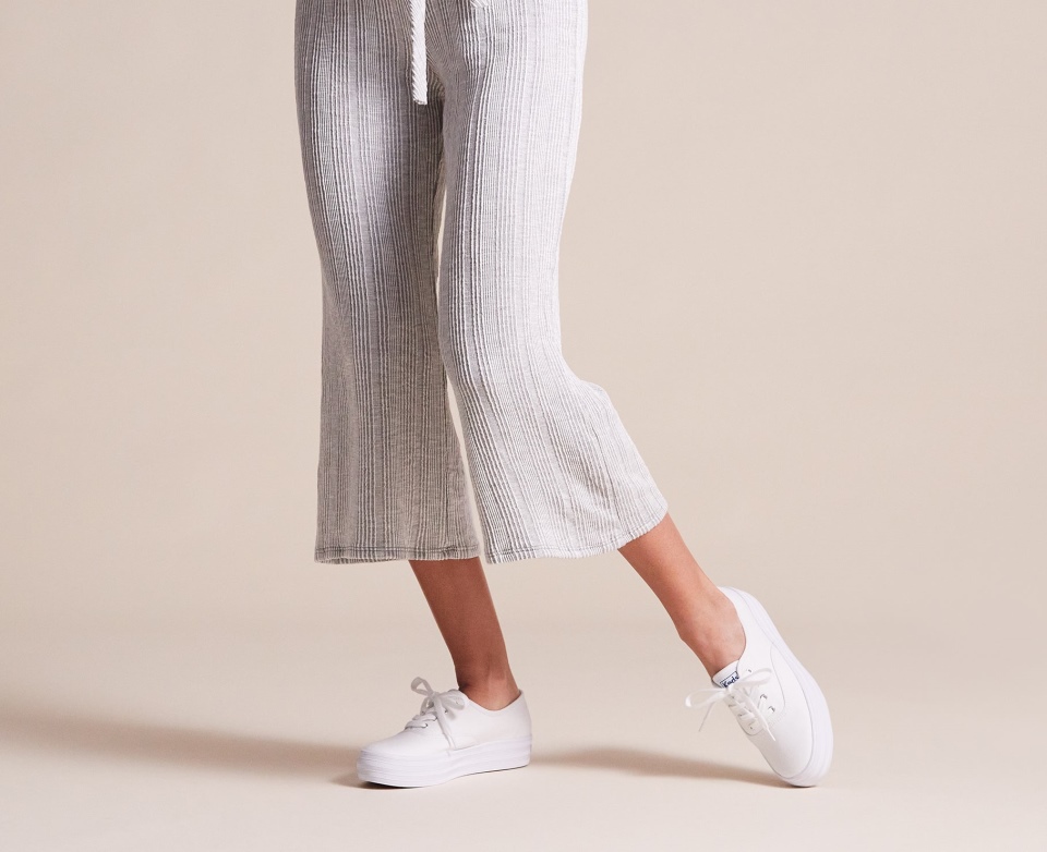 Feito Triplo Feminino Keds Algodão Orgânico Branco