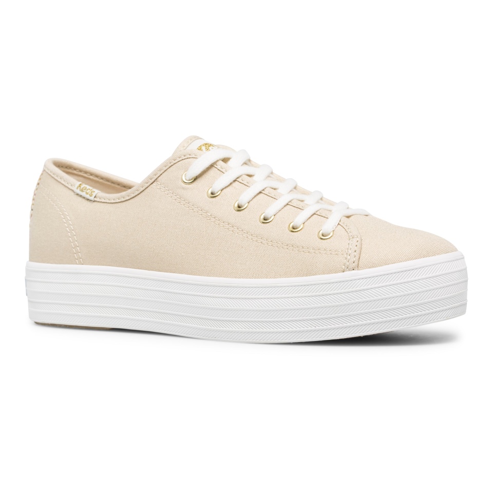 Keds Feminino Chute Triplo Lona Metálica Dourada