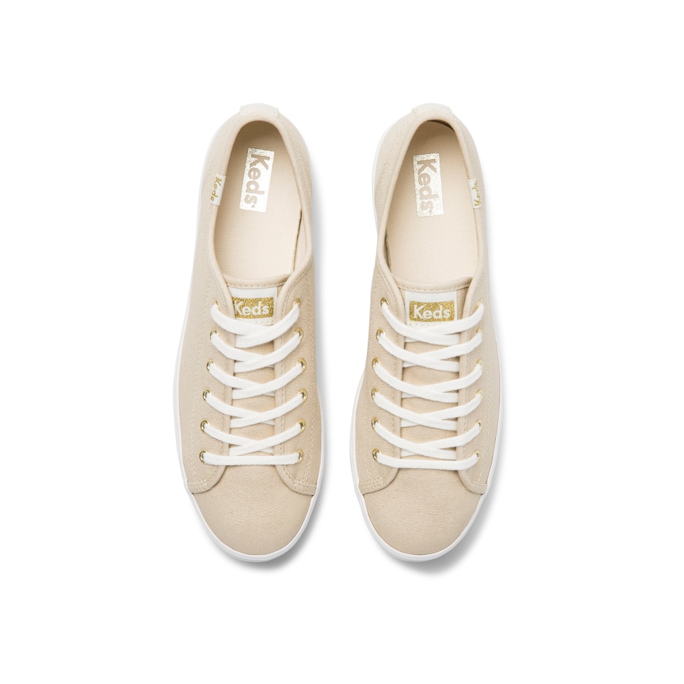 Keds Feminino Chute Triplo Lona Metálica Dourada