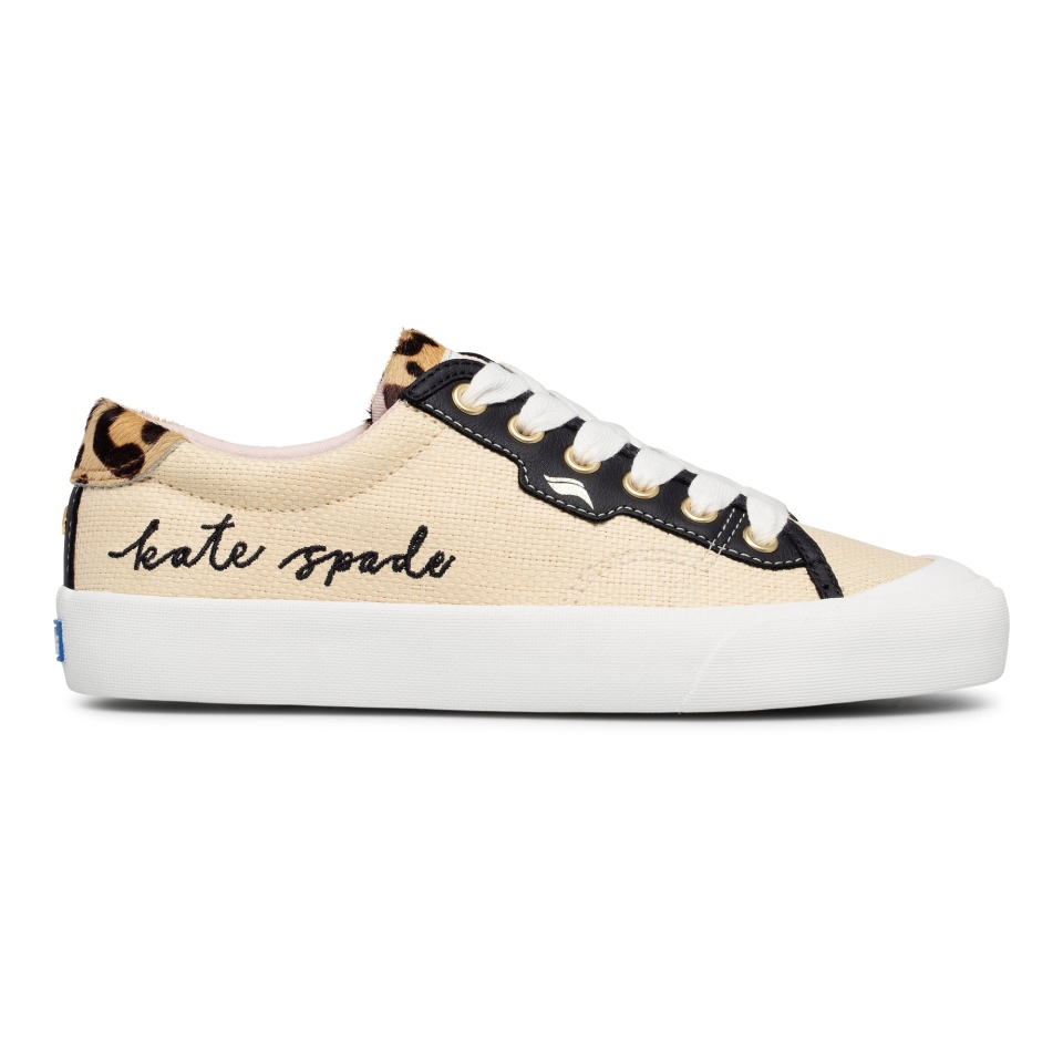 Keds Feminino Keds X Kate Spade Nova York Crew Kick Couro Ráfia Preto-tan