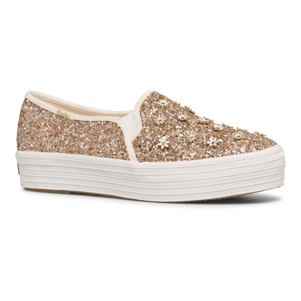 Keds Feminino Keds X Kate Spade Nova York Triple Decker Glitter Flores Metálicas