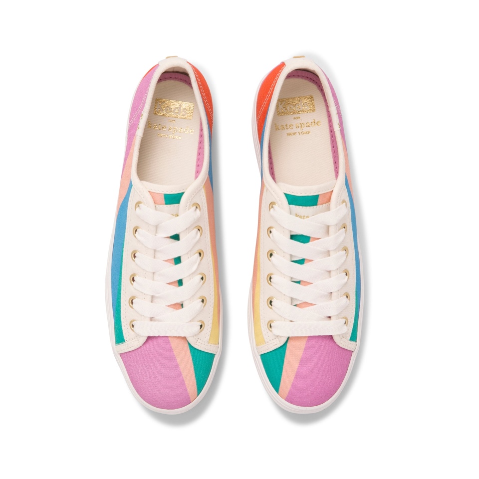 Keds Feminino Keds X Kate Spade Nova York Triple Kick Multi Listra Lona Rosa Multi