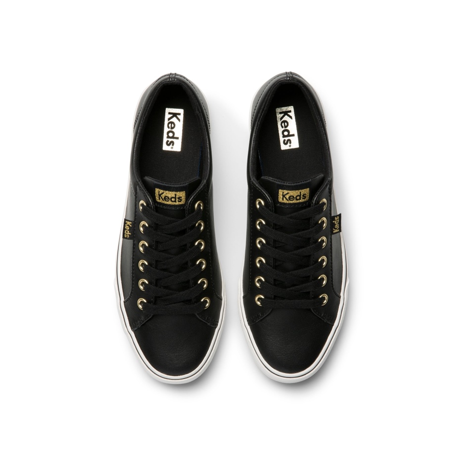 Keds Salto Salto Feminino Couro Preto-ouro