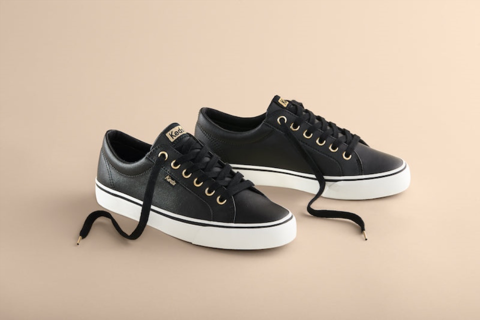 Keds Salto Salto Feminino Couro Preto-ouro