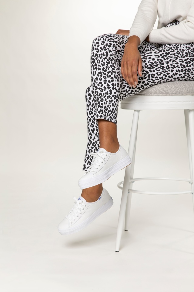 Keds Triple Kick Feminino Em Couro Branco