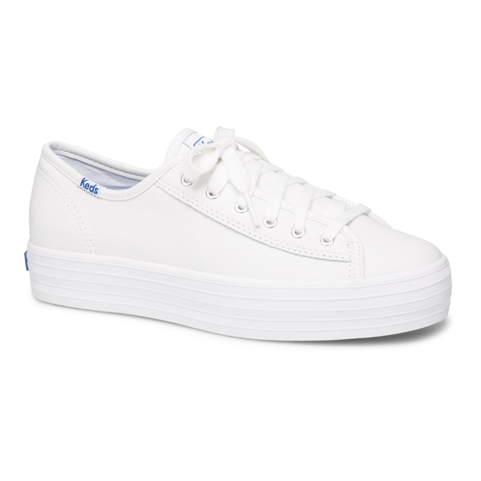 Keds Triple Kick Feminino Em Couro Branco