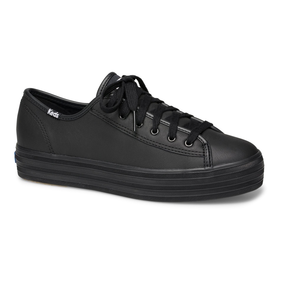 Keds Triple Kick Feminino Em Couro Preto