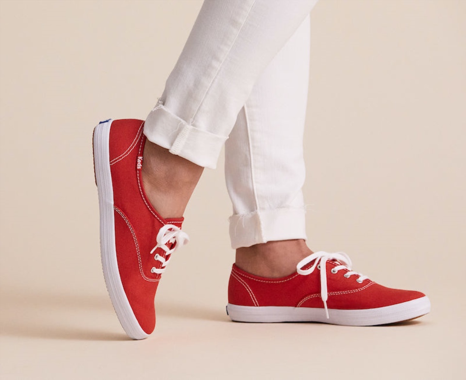 Keds Women\s Champion Algodão Orgânico Lona Vermelha