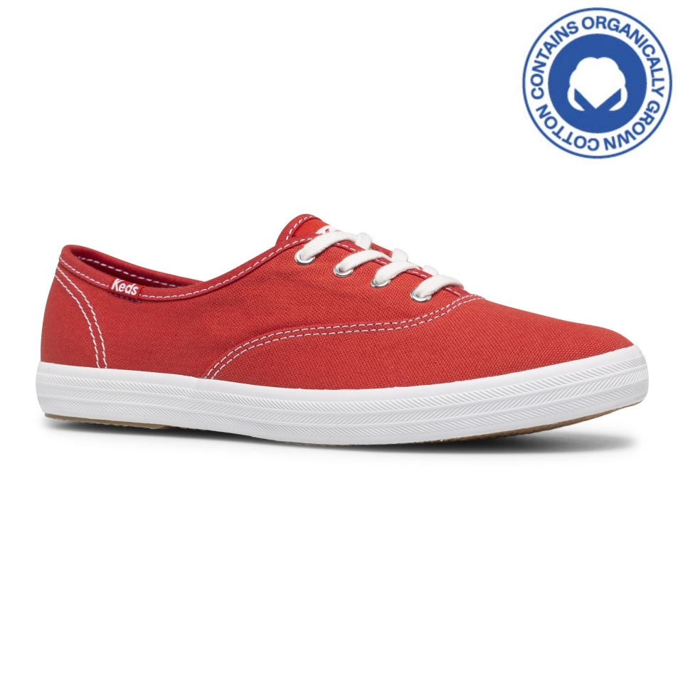 Keds Women\s Champion Algodão Orgânico Lona Vermelha