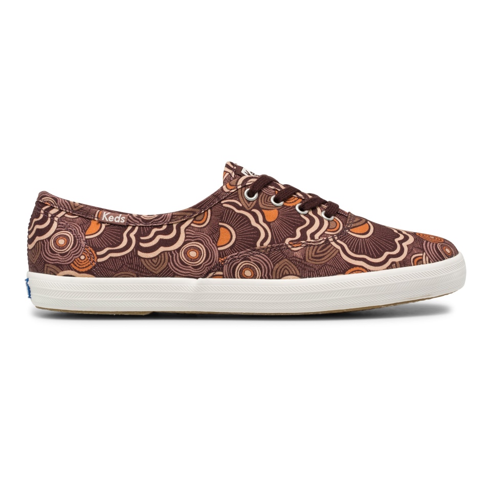 Keds Women\s Champion Algodão Orgânico Ondulado Floral Bordô