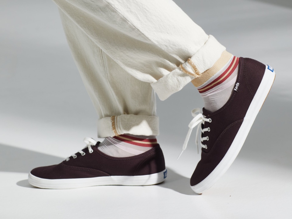 Keds Women\s Champion Lona De Algodão Orgânico Borgonha