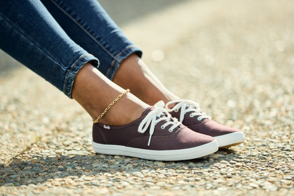 Keds Women\s Champion Lona De Algodão Orgânico Borgonha