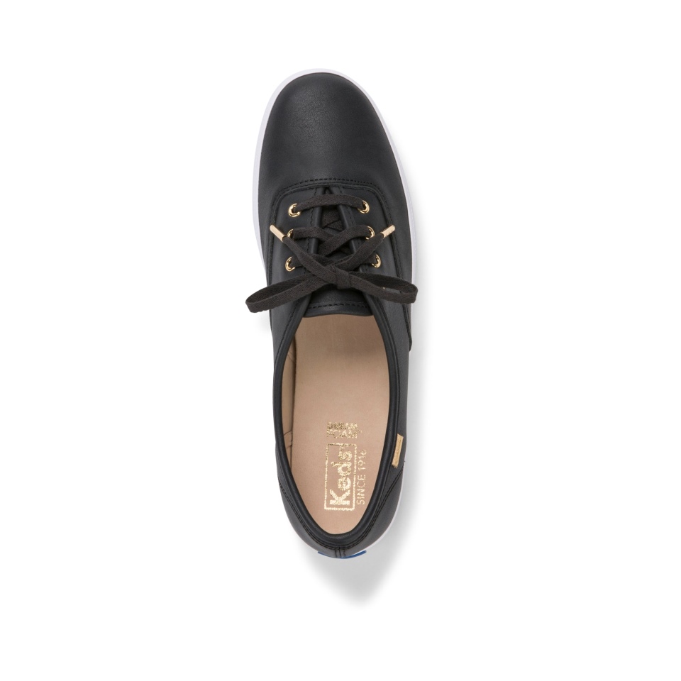 Keds Women\s Champion Luxe Leather II Black