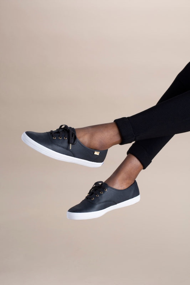 Keds Women\s Champion Luxe Leather II Black